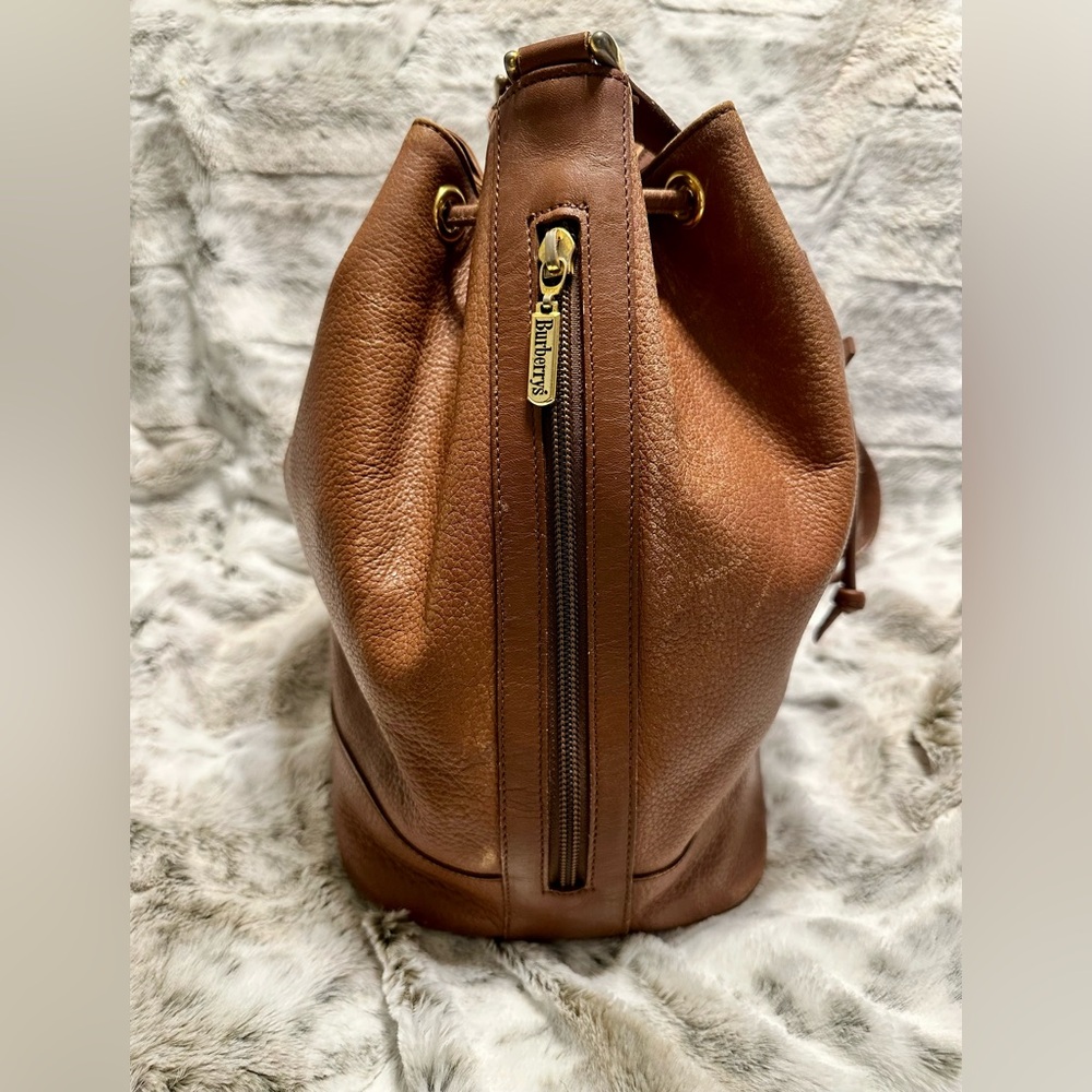 Burberry Tan Leather Drawstring Shoulder Bag - Picture 2 of 9
